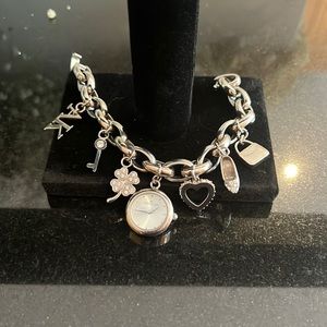 Anne Klein silver charm watch